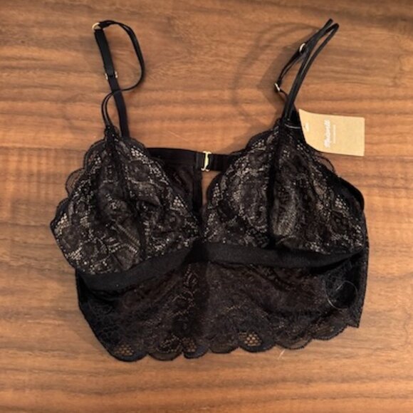 NWT Madewell Black Lace Bralette Size Medium - Picture 3 of 4